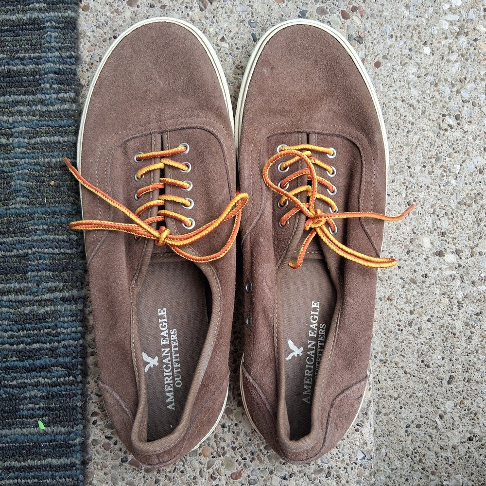 Vintage 90s Y2k Deck Shoes Brown Gold Laces 11 EUC